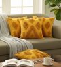 Set of 4 Sunny Yellow Tufted Throw Cushion Covers (18x18)