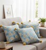 Set of 4 Whimsical Daisy Embroidered Throw Cushion Covers (18x18)
