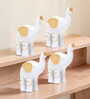 Set of 4 White and Gold-toned Elephant Showpieces