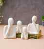 Set of 4 White Ceramic Handcrafted Couple Family Statue Sculpture|People Figurines Home Decor Items Showpiece for Living Room Bedroom Table Shelf TV Unit|Gift for Housewarming Birthday