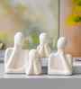 Set of 4 White Ceramic Handcrafted Couple Family Statue Sculpture|People Figurines Home Decor Items Showpiece for Living Room Bedroom Table Shelf TV Unit|Gift for Housewarming Birthday