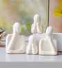 Set of 4 White Ceramic Handcrafted Couple Family Statue Sculpture|People Figurines Home Decor Items Showpiece for Living Room Bedroom Table Shelf TV Unit|Gift for Housewarming Birthday