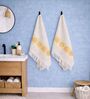 Set Of 4 Yellow Cotton Hand Towels