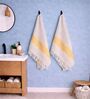 Set Of 4 Yellow Cotton Hand Towels