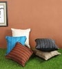Multicolour Jute Striped 16x16 inches Cushion Cover (5Pc)
