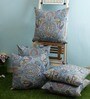 Blue Polyester Ethnic Motif 16x16 inches Cushion Cover (5Pc)