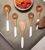 Set of 5 Acacia Wood Serving Spoons