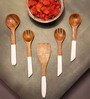 Set of 5 Acacia Wood Serving Spoons