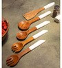 Set of 5 Acacia Wood Serving Spoons
