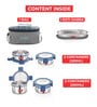 Set of 5 Airtight Stainless Steel Lunch Box Set with Flat Bag