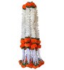 Set of 5 Artificial Red Marigold Jasmine with Green Leaves Tassel Garland Toran (61 cm)