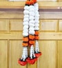 Set of 5 Artificial Red Marigold Jasmine with Green Leaves Tassel Garland Toran (61 cm)