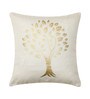 Cream Floral Jute 16 x 16 Inches Cushion Covers (Set of 5)