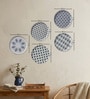Set of 5 Blue & White Geometric Metallic Wall Plates