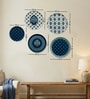 Set of 5 Blue Pottery Inspired Metallic Wall Plates