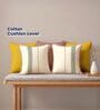 Zari Jaal & Aura Dusty Pink, Gold & Yellow Cotton Pom Pom Cushion Cover