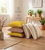 Zari Jaal & Aura Dusty Pink, Gold & Yellow Cotton Pom Pom Cushion Cover