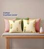 Aster & Aura Yellow, Dusty Pink & Sage Green Cotton Pom Pom Cushion Cover