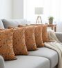 Set of 5 Embroidered Floral Lattice Throw Cushion Covers (18x18)