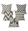 Grey Abstract Cotton Canvas 16 x 16 Inches Cushion Covers (Set of 5)