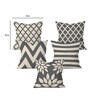 Grey Abstract Cotton Canvas 16 x 16 Inches Cushion Covers (Set of 5)
