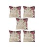 Beige Jute Floral 16x16 inches Cushion Cover (5Pc)