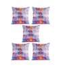 Multicolour Jute Floral 16x16 inches Cushion Cover (5Pc)