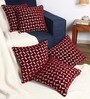 Maroon Velvet Geometric 16x16 inches Cushion Cover (5Pc)