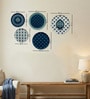 Set of 5 Indigo Medallion Metallic Wall Plates