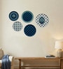 Set of 5 Indigo Medallion Metallic Wall Plates