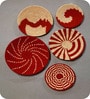 Set Of 5 Maroon Sabai Grass Maroon Waves Wall Plate