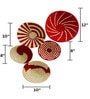 Set Of 5 Maroon Sabai Grass Maroon Waves Wall Plate
