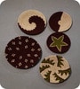 Set Of 5 Maroon Sabai Grass Vivid Weaves Wall Plate