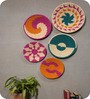 Set Of 5 Multicolor Sabai Grass Mehfil Harmony  Wall Plate