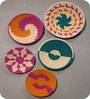 Set Of 5 Multicolor Sabai Grass Mehfil Harmony  Wall Plate