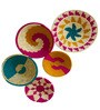 Set Of 5 Multicolor Sabai Grass Mehfil Harmony  Wall Plate