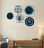 Set of 5 Navy & Sky Blue Metallic Wall Plates
