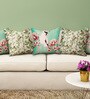 Printed Dupion Silk Blue 16x16 Inch Cushion Covers