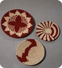 Set Of 5 Red Sabai Grass Crimson Harvest  Wall Plate