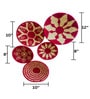 Set Of 5 Rose Sabai Grass Scarlet Petals Wall Plate