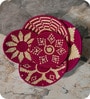 Set Of 5 Rose Sabai Grass Scarlet Petals Wall Plate