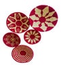 Set Of 5 Rose Sabai Grass Scarlet Petals Wall Plate