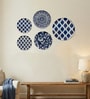 Set of 5 Royal Blue Geometric Metallic Wall Plates