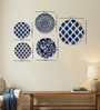 Set of 5 Royal Blue Geometric Metallic Wall Plates