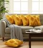 Set of 5 Sunny Yellow Tufted Throw Cushion Covers (18x18)