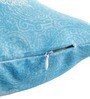Turquoise Polyester Ethnic Motif 16x16 inches Cushion Cover (5Pc)