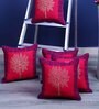 Pink Floral Cotton 12 x 12 Inches Cushion Covers (Set of 5)