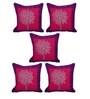 Pink Floral Cotton 12 x 12 Inches Cushion Covers (Set of 5)