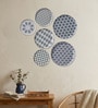 Set of 6 Blue & White Geometric Metallic Wall Plates