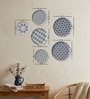 Set of 6 Blue & White Geometric Metallic Wall Plates